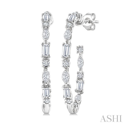 ASHI Mixed Shape Diamond Fashion Hoop Earrings 631G0PPFGERWG-1.15
