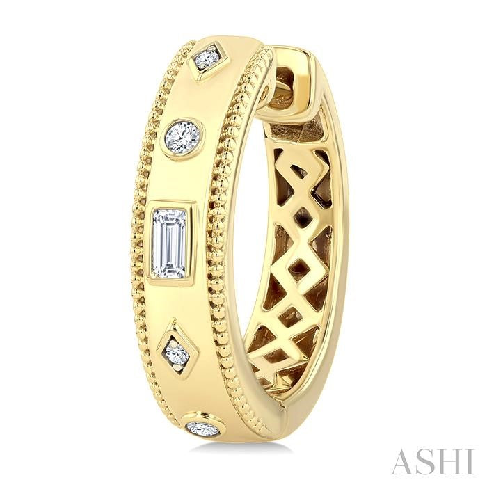 ASHI Mixed Shape Bezel Set Diamond Huggie Earrings 632A8PPFGERYG
