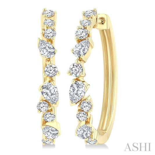 ASHI Mixed Shape Scatter Diamond Fashion Hoop Earrings 633F2PPFGERYG