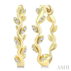 ASHI Leaf Diamond Fashion Hoop Earrings 633H8PPTSERYG