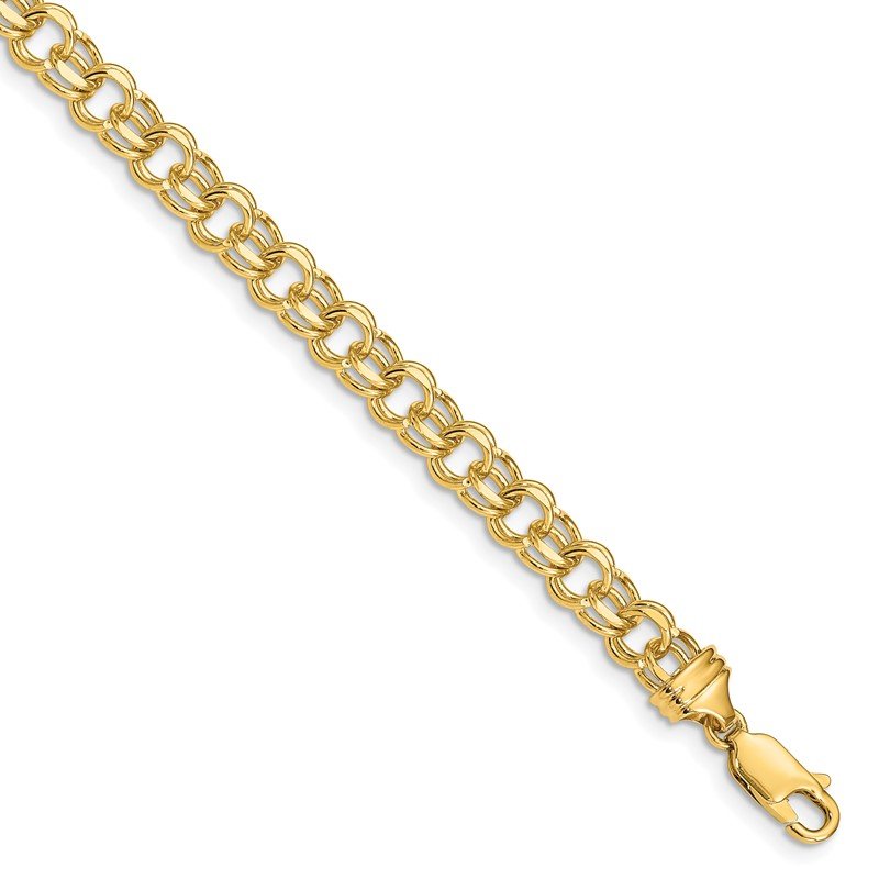 Quality Gold 14k 8in 5.5mm Solid Double Link Charm Bracelet DOH17