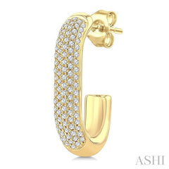 ASHI Pave Set Diamond Half Hoop Earrings 634K4PPFSERYG
