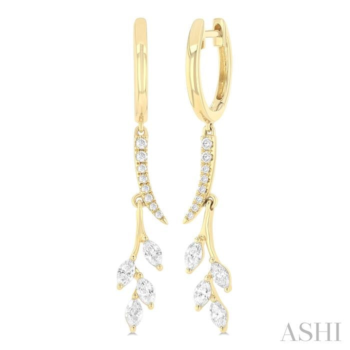 ASHI Leaf Diamond Fashion Earrings 635F3PPFGERYG