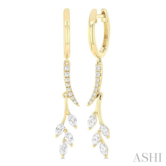 ASHI Leaf Diamond Fashion Earrings 635F3PPFGERYG