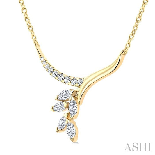 ASHI Floral Drop Diamond Fashion Necklace 635FUPPFGNKYG