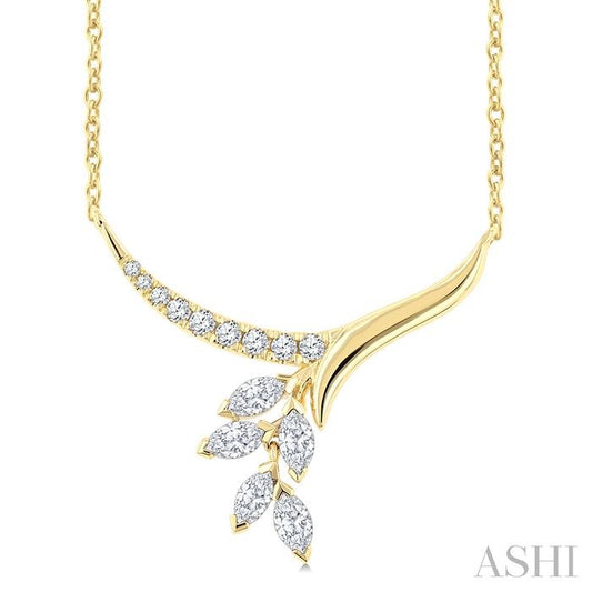 ASHI Floral Drop Diamond Fashion Necklace 635FUPPFGNKYG