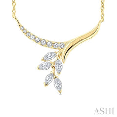 ASHI Floral Drop Diamond Fashion Necklace 635FUPPFGNKYG