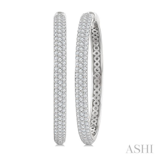 ASHI Pave Set Diamond Fashion Hoop Earrings 635J0PPFGERWG-1.50