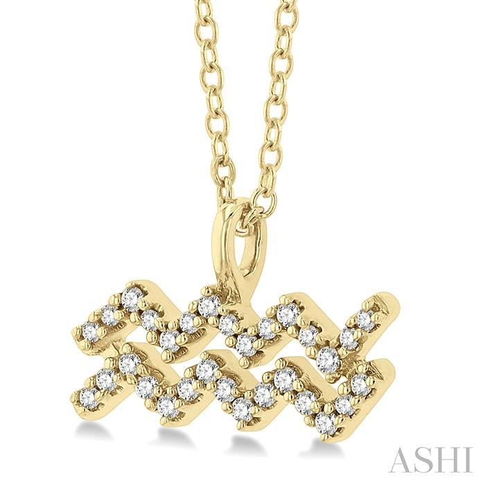 ASHI Aquarius Zodiac Diamond Pendant 635Y8PPTSPDYG-AQUA