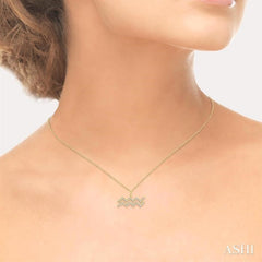 ASHI Aquarius Zodiac Diamond Pendant 635Y8PPTSPDYG-AQUA