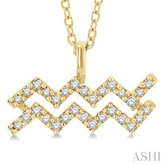 ASHI Aquarius Zodiac Diamond Pendant 635Y8PPTSPDYG-AQUA
