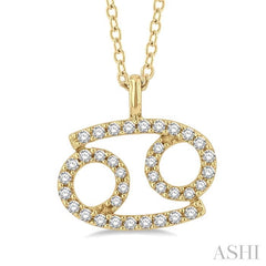 ASHI Cancer Zodiac Diamond Pendant 635Y8PPTSPDYG-CANC