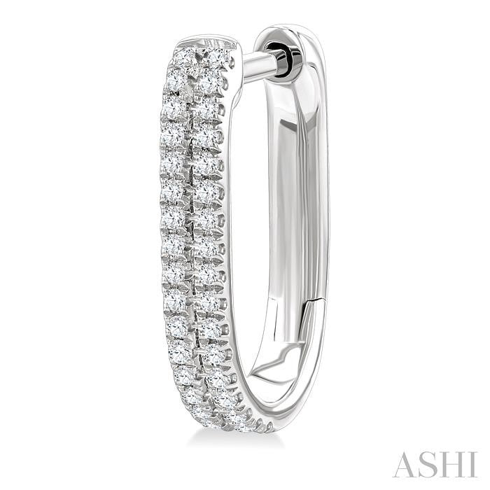 ASHI Double Row Diamond Hoop Earrings 636E7PPTSERWG