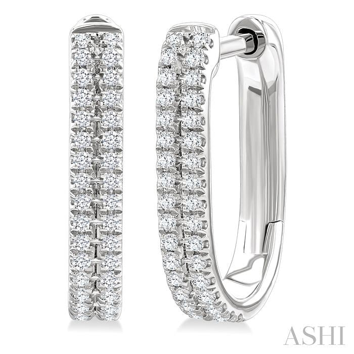 ASHI Double Row Diamond Hoop Earrings 636E7PPTSERWG
