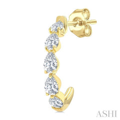ASHI Pear Shape Diamond Fashion Half Hoop Earrings 636J2PPFGERYG