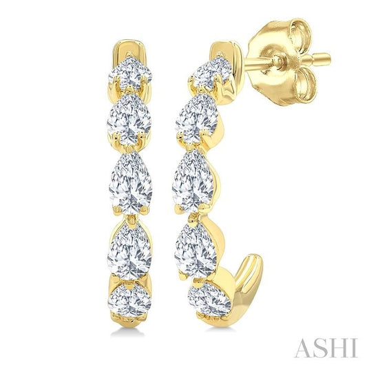 ASHI Pear Shape Diamond Fashion Half Hoop Earrings 636J2PPFGERYG