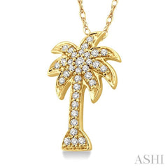 ASHI Palm Tree Diamond Fashion Pendant 63788PPTSPDYG