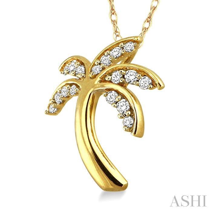 ASHI Palm Tree Diamond Fashion Pendant 63798PPTSPDYG