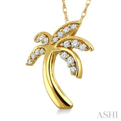 ASHI Palm Tree Diamond Fashion Pendant 63798PPTSPDYG