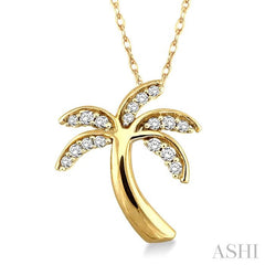 ASHI Palm Tree Diamond Fashion Pendant 63798PPTSPDYG