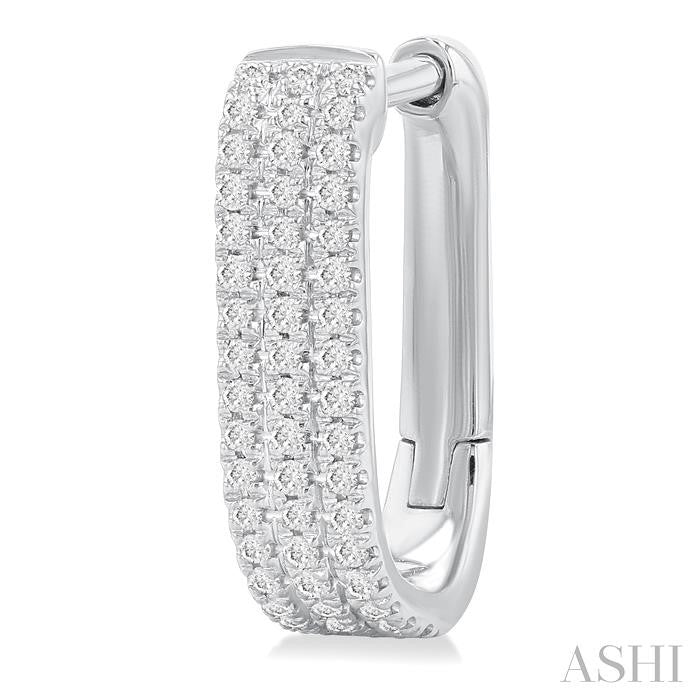 ASHI Three Row Diamond Hoop Earrings 637E5PPTSERWG