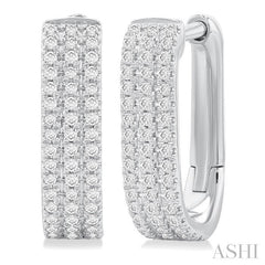 ASHI Three Row Diamond Hoop Earrings 637E5PPTSERWG