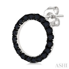 ASHI Circle Black Diamond Fashion Earrings 637K3PPTKERWG