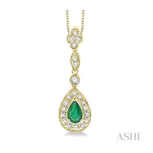 ASHI Pear Shape Gemstone & Halo Diamond Pendant 58206PPFNPDEM