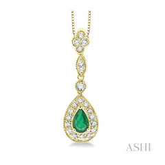 ASHI Pear Shape Gemstone & Halo Diamond Pendant 58206PPFNPDEM