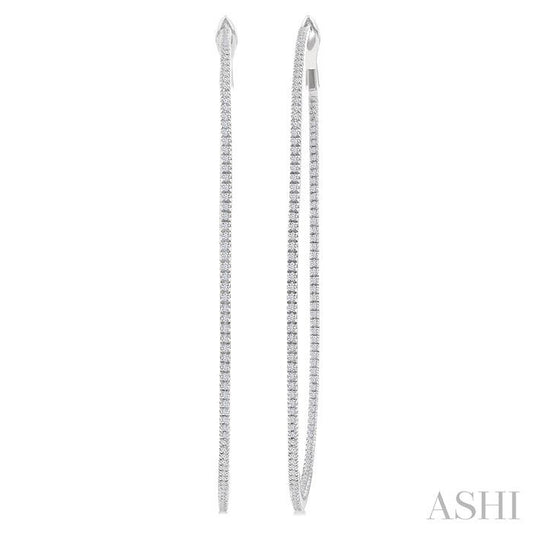 ASHI Inside-Out Diamond Skinny Hoop Earrings 638E0PPFGERWG-1.50