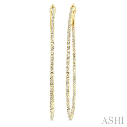 ASHI Inside-Out Diamond Skinny Hoop Earrings 638E1PPFGERYG
