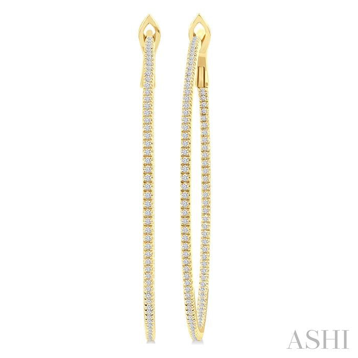 ASHI Inside-Out Diamond Skinny Hoop Earrings 638E2PPFGERYG