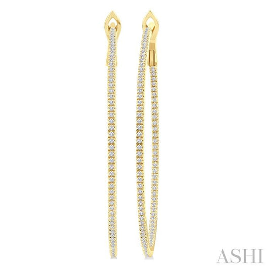 ASHI Inside-Out Diamond Skinny Hoop Earrings 638E2PPFGERYG