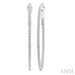 ASHI Inside-Out Diamond Skinny Hoop Earrings 638E3PPFGERWG