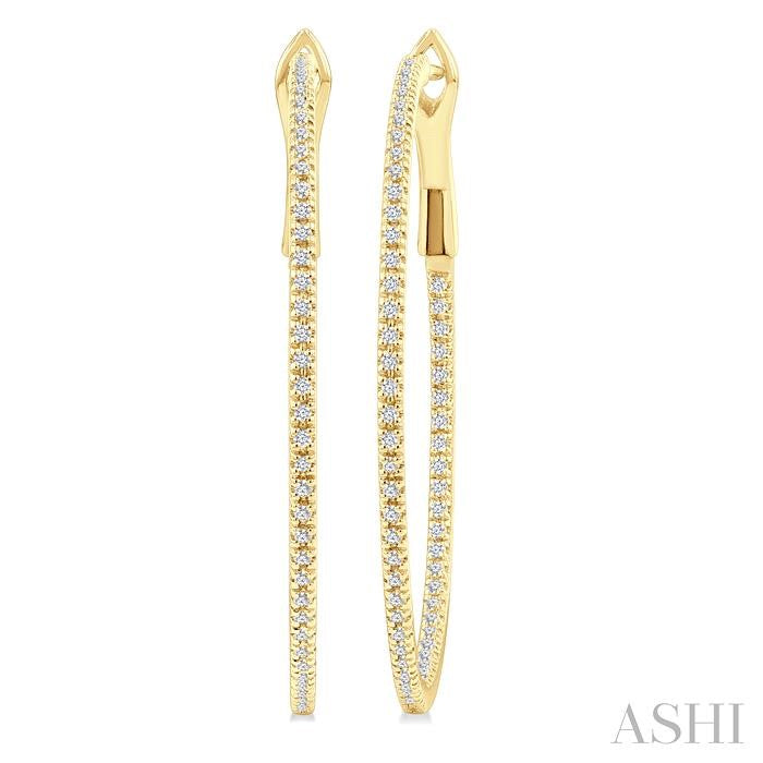 ASHI Inside-Out Diamond Skinny Hoop Earrings 638E3PPFGERYG