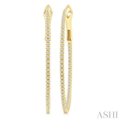 ASHI Inside-Out Diamond Skinny Hoop Earrings 638E3PPFGERYG