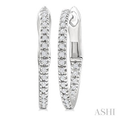 ASHI Inside-Out Diamond Skinny Hoop Earrings 638E8PPFGERWG
