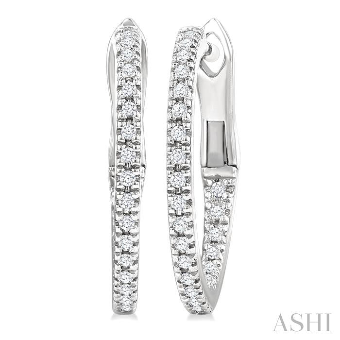 ASHI Inside-Out Diamond Skinny Hoop Earrings 638E8PPTSERWG