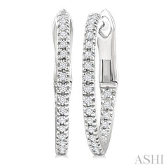 ASHI Inside-Out Diamond Skinny Hoop Earrings 638E8PPTSERWG