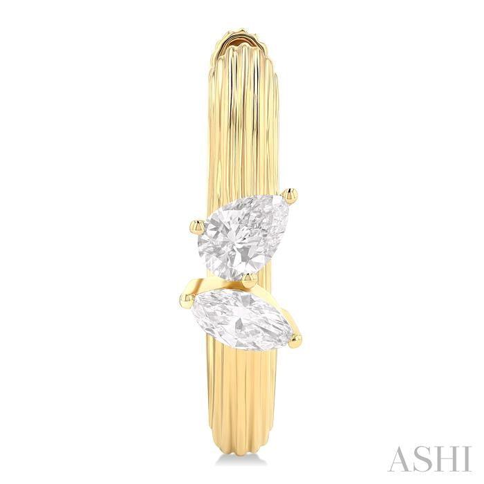 ASHI Ribbed Diamond Fashion Hoop Earrings 638G4PPFGERYG