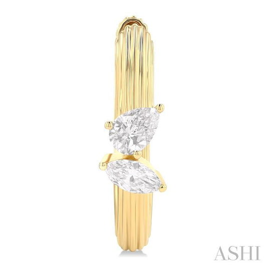 ASHI Ribbed Diamond Fashion Hoop Earrings 638G4PPFGERYG
