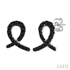 ASHI Ribbon Black Diamond Fashion Earrings 638K5PPTKERWG
