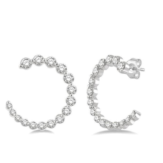 Parkplace Jewelers Graduated Diamond Half Hoop Earrings 634C2PPFGERWG