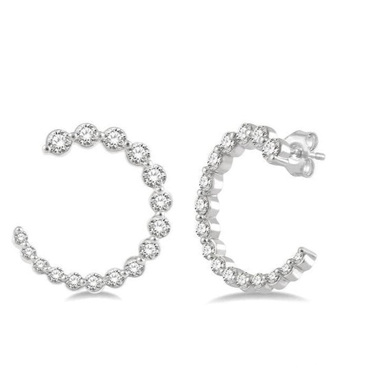 Parkplace Jewelers Graduated Diamond Half Hoop Earrings 634C2PPFGERWG