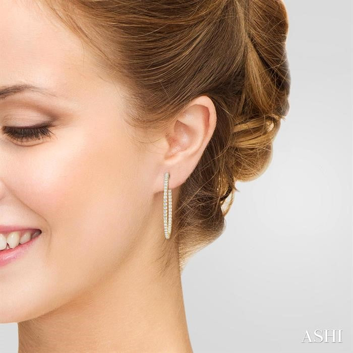 ASHI Inside-Out Diamond Hoop Earrings 639E0PPFGERYG-3.00