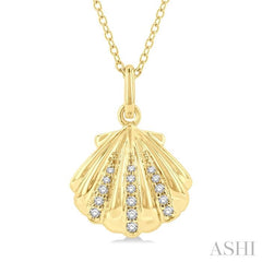 ASHI Seashell Petite Diamond Fashion Pendant 640K9PPTSPDYG