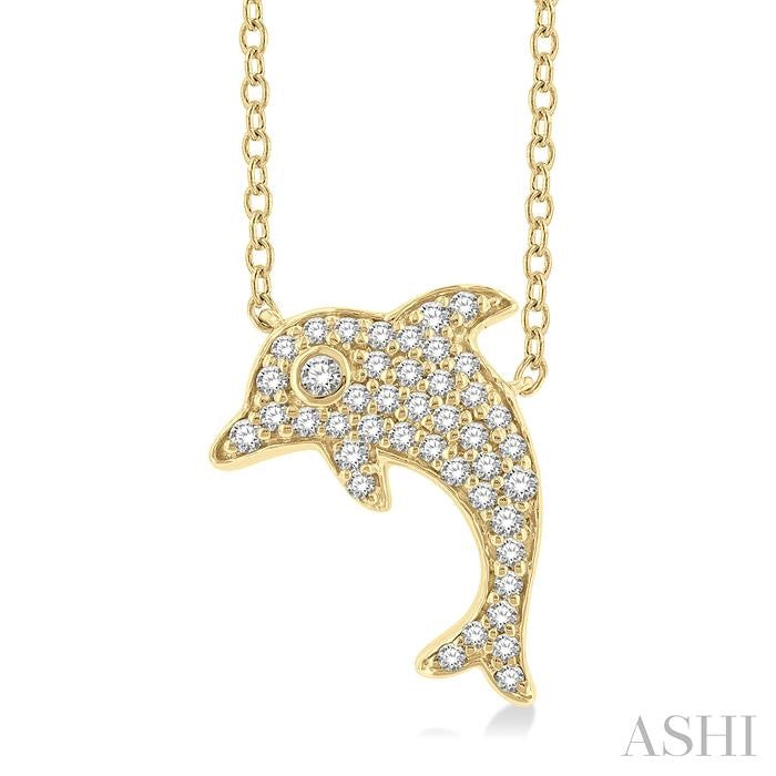 ASHI Dolphin Petite Diamond Fashion Pendant 640L8PPTSPDYG