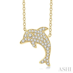ASHI Dolphin Petite Diamond Fashion Pendant 640L8PPTSPDYG