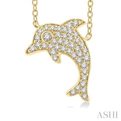 ASHI Dolphin Petite Diamond Fashion Pendant 640L8PPTSPDYG