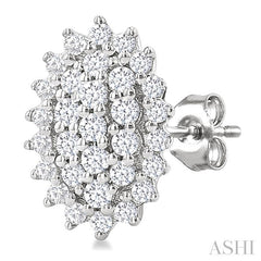 ASHI Oval Shape Petite Cluster Diamond Fashion Earrings 640T7PPTSERWG-OV